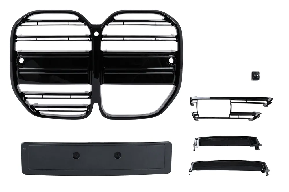 Grila Centrala compatibil cu BMW Seria 3 G22 Coupe G23 Cabrio (2020-2027) Negru Lucios Plată securizată