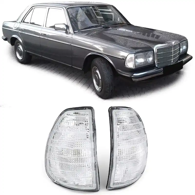 Retur gratuit Set de semnalizatoare albe stânga dreapta, potrivit pentru Mercedes W123 C123 S123 76-85