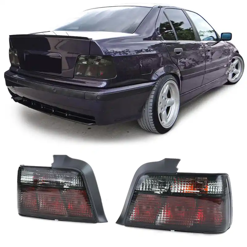 Reduceri Set de Stopuri cu Sticlă Clară și Fum Negru, potrivit pentru BMW Seria 3 E36 Sedan 1990-1999