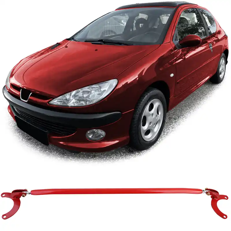 Bară de suspensie ajustabilă din aluminiu roșie pentru față, potrivită pentru Peugeot 206 + CC SW 98-08 Expediere rapidă