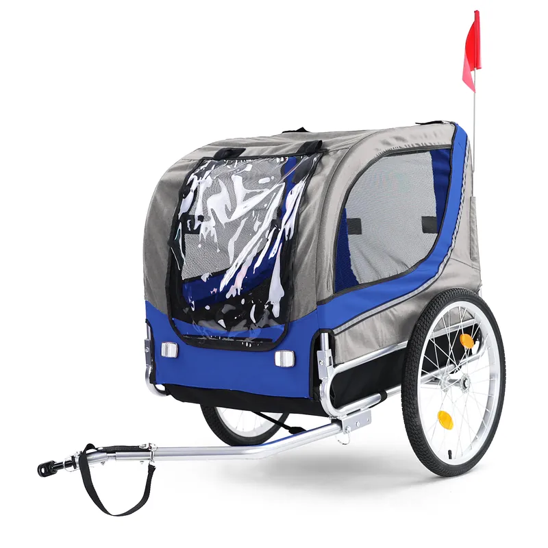 Lichidare de stoc Remorcă pentru bicicletă, remorcă pentru câini, pliabilă pentru animale de companie, albastru-gri, până la 40kg