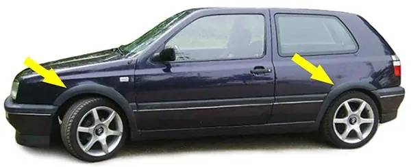 Extensii de aripi din plastic pentru arcurile roților, potrivite pentru VW Golf 3 91-97 Popular