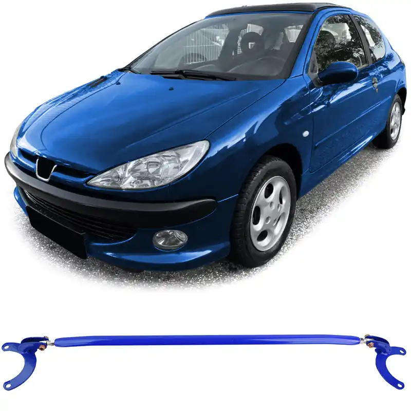 Bară de suspensie ajustabilă din aluminiu albastră pentru față, potrivită pentru Peugeot 206 + CC SW 98-08 Ieftin