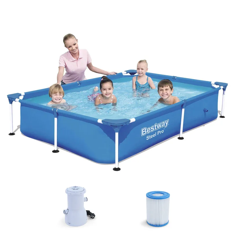 Piscină rectangulară BESTWAY Steel Pro Frame cu filtrul + pompă 221x150x43cm Doar azi