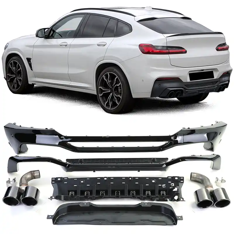 Difuzor Spate Conversie Performanță + Țevi de Evacuare Negre potrivit pentru BMW X4 G02 18-21 Ofertă