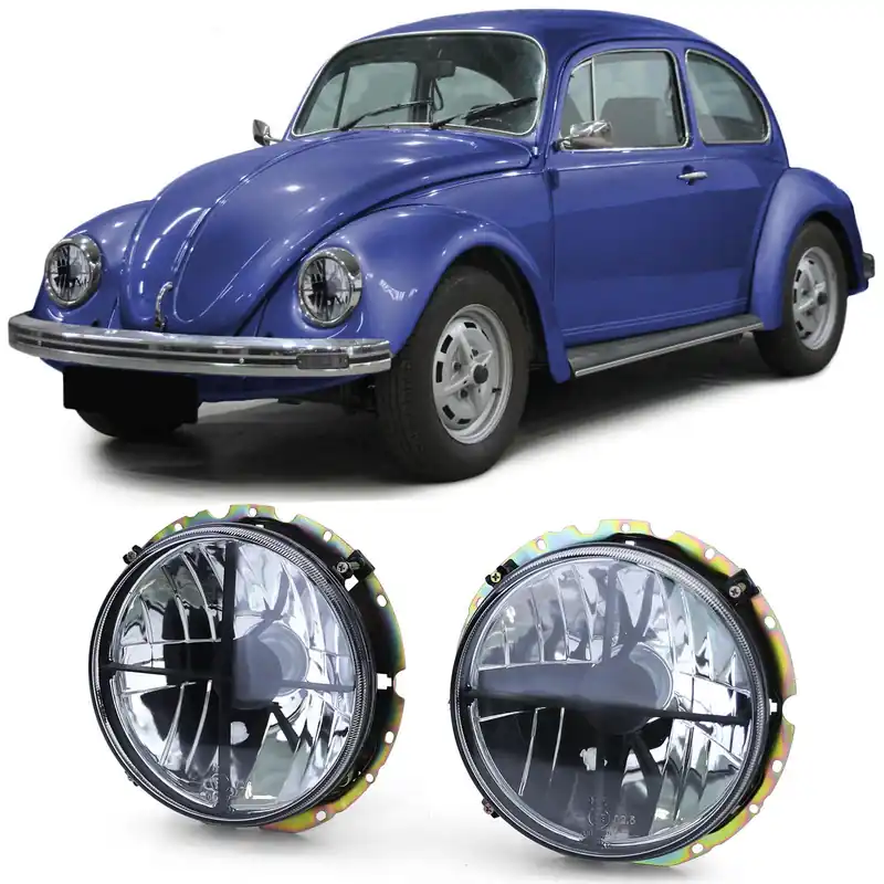 Faruri din sticlă clară cu fum negru și țintă pentru VW Beetle + Cabriolet din 73 Popular