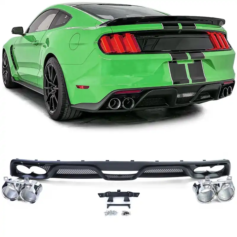 Chilipir Difuzor spate cu aspect Shelby GT350 + țevi de eșapament duble, potrivit pentru Ford Mustang 6 14-17