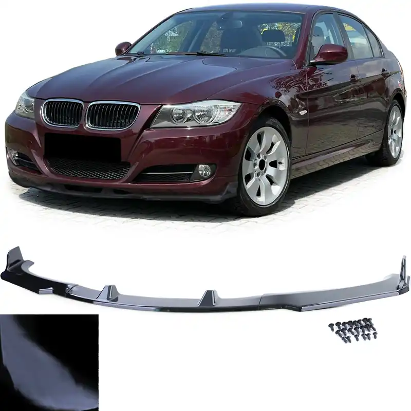 Cumpărături sigure Spoiler frontal lip bumper negru lucios, potrivit pentru BMW Seria 3 E90 E91 2008-2013