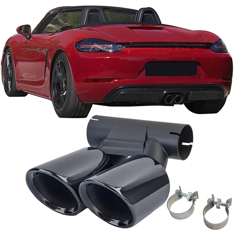 Dual Pipe GTS Tailpipe Negru potrivit pentru Porsche 718 Cayman Boxster 982 2016-2020 Super ofertă