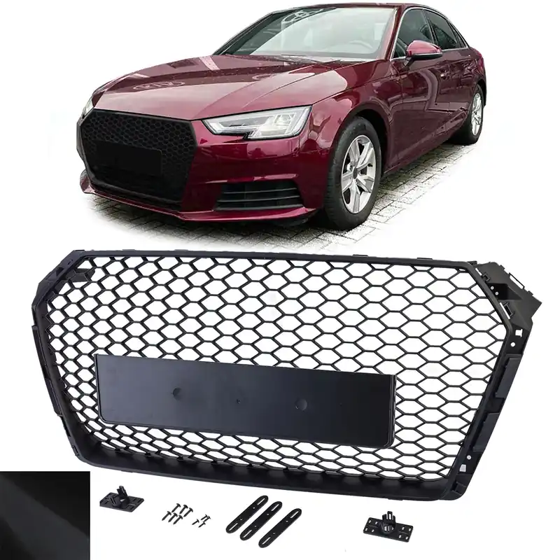 Vezi acum Grilă Sport cu Structură Tip Fagure fără Emblemă Negru Mat potrivită pentru Audi A4 B9 8W 15-19