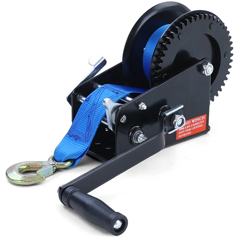 Winch premium de 1500 kg cu manivela, cu curea de 8 metri, albastră, potrivită pentru remorci auto Cel mai vândut