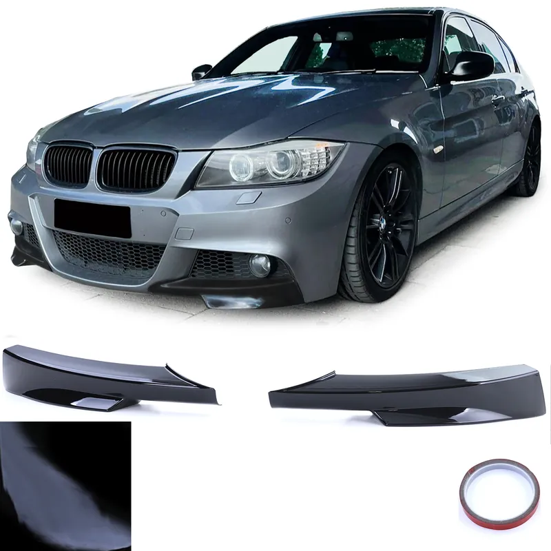 Premium Colțuri de splitter pentru spoiler frontal, lucios, potrivite pentru BMW Seria 3 E90 E91 08-12