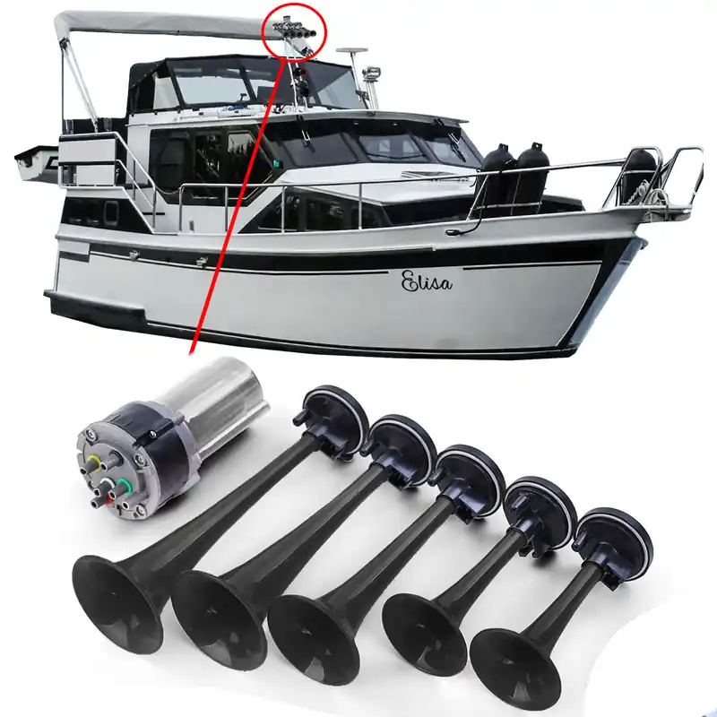 Claxon de barcă cu 5 tonuri La Cucaracha cu compresor negru 118dB 12 volți Comandă acum
