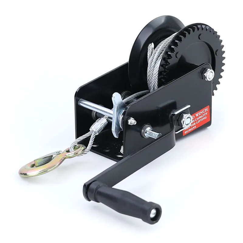 Winch manual pentru remorcă, cablu negru cu 10 metri de cablu de oțel, 900 kg Discount
