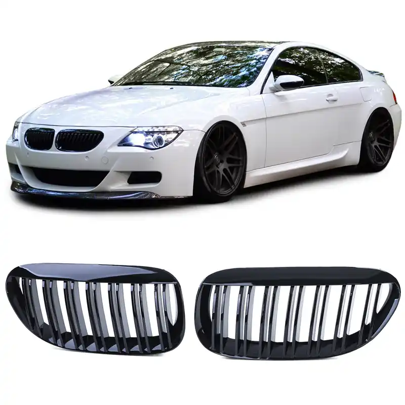 Ofertă limitată Grilaj sport cu dublu fante, lucios, potrivit pentru BMW Seria 6 E63 E64