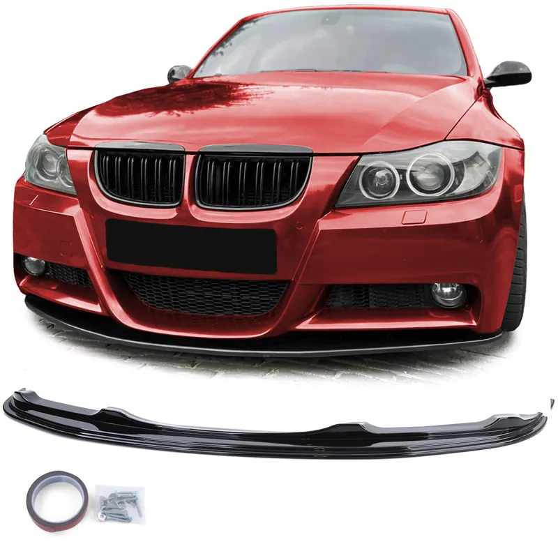 Doar azi Spoiler frontal de performanță negru lucios, potrivit pentru BMW Seria 3 E90 E91 05-08