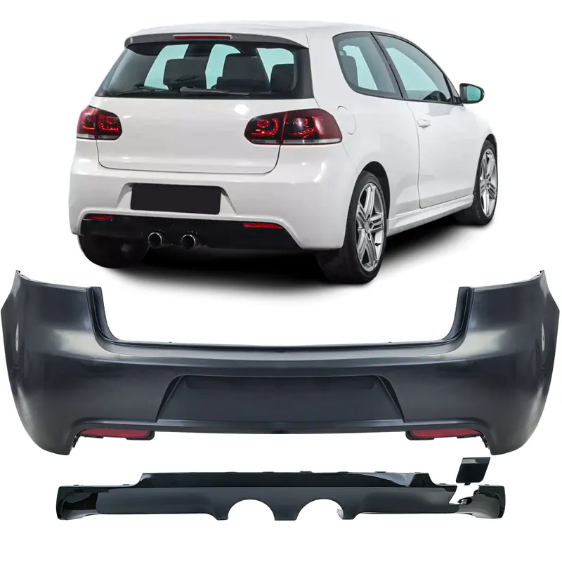 Bumper sportiv spate cu difuzor, potrivit pentru VW Golf 6 R20 2008-2013 Plată securizată