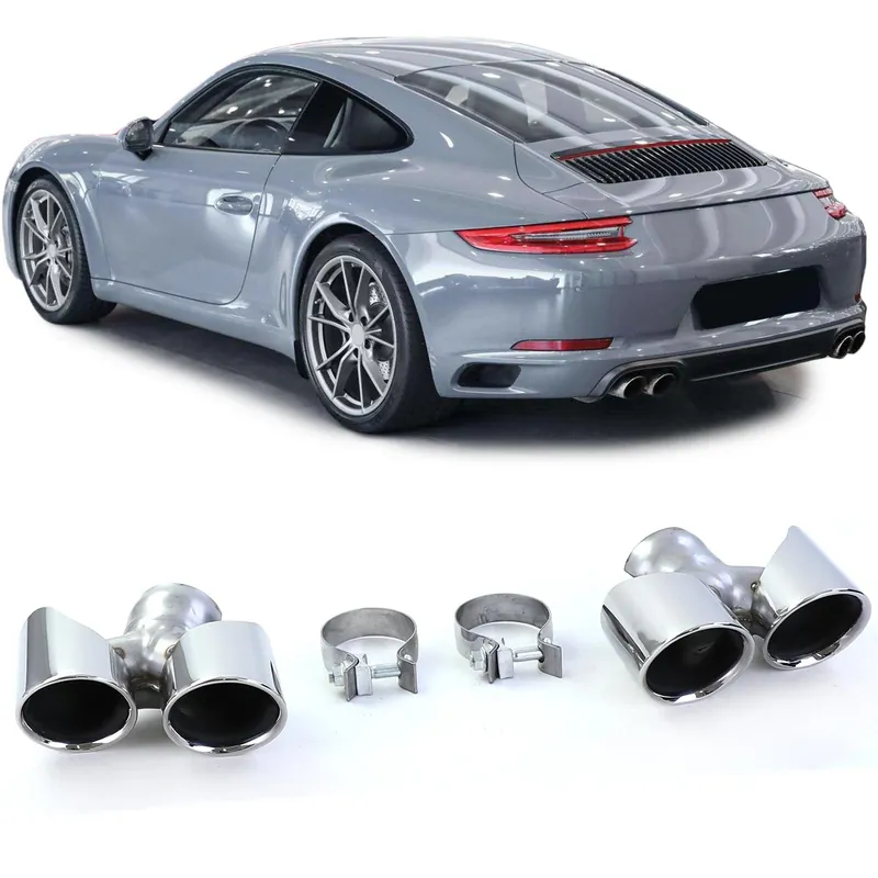 Tăvițe de eșapament duale lustruite, potrivite pentru Porsche 911 991.2 15-19 3.0 370CP Cumpărături sigure