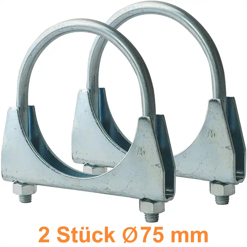 Discount Clapete de evacuare U-bolt de 75mm, clemă pentru țeavă, universală, 2 bucăți
