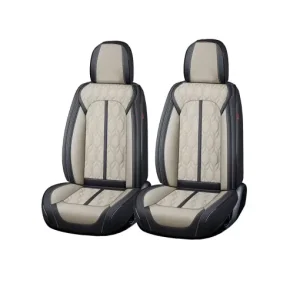 Huse auto premium 5 locuri Carguard Deluxe piele ecologică perforată - negru - crem Bestseller