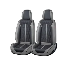Chilipir Huse auto premium 5 locuri Carguard Deluxe piele ecologică perforată - gri - negru
