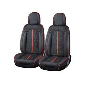 Ofertă specială Huse auto premium 5 locuri Carguard Deluxe piele ecologică perforată - negru - rosu