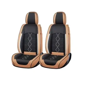 Ofertă Huse auto premium 5 locuri Carguard Deluxe piele ecologică perforată și textil - maro caramel