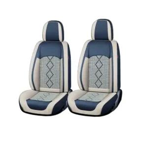 Huse auto premium 5 locuri Carguard Deluxe piele ecologică perforată și textil - albastru - alb Chilipir