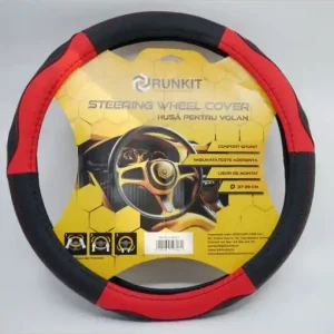 Cumpără acum Husa de volan piele sintetica RUNKIT Negru/Rosu (37-39 cm)