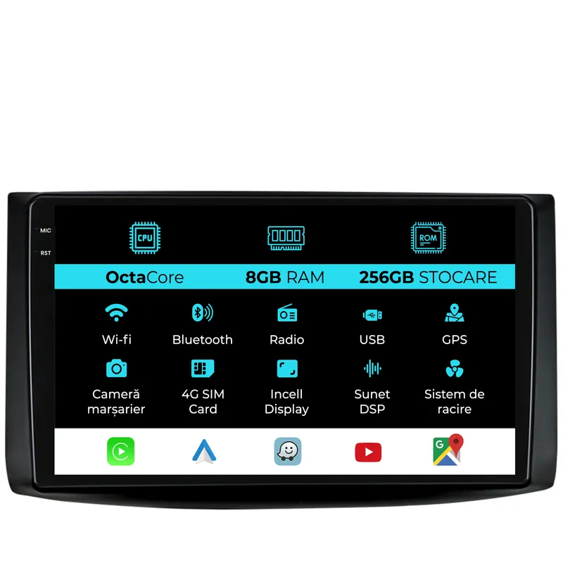 Navigatie Dedicata Chevrolet Aveo (2002-2011), 9Inch, 8Gb Ram, 256Gb Stocare, Carplay Cel mai bun preț