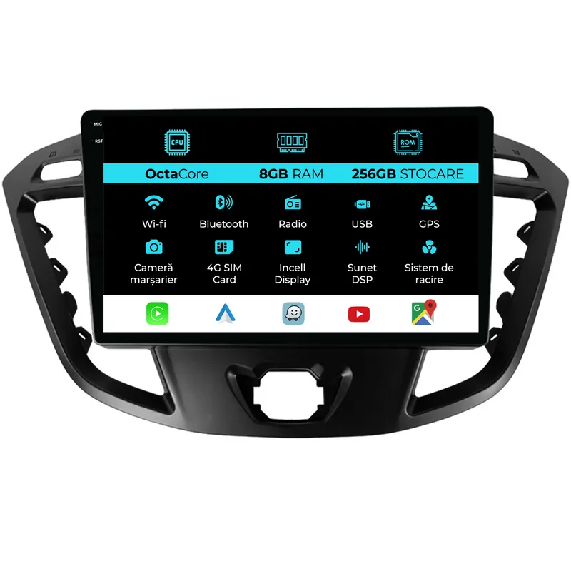 Navigatie Dedicata Ford Transit (2012-2018), 9Inch, 8Gb Ram, 256Gb Stocare, Carplay Calitate înaltă