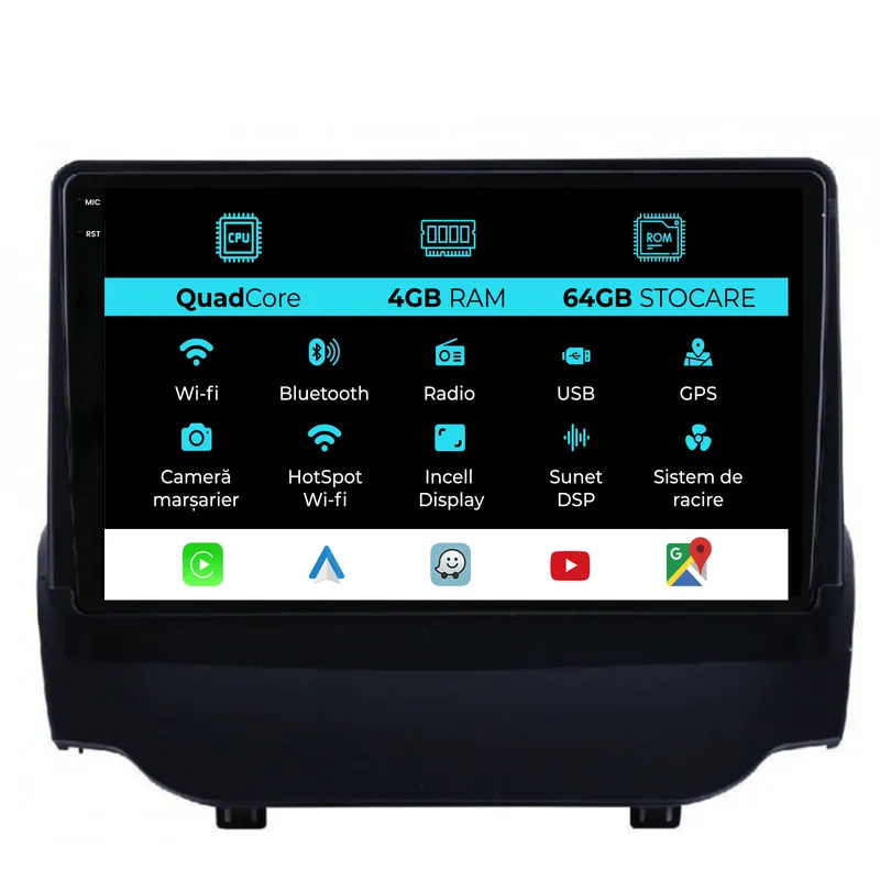 Navigatie Dedicata Ford EcoSport (2013-2016),QuadCore, 9Inch, 4Gb Ram, 64Gb Stocare, Carplay Plată securizată