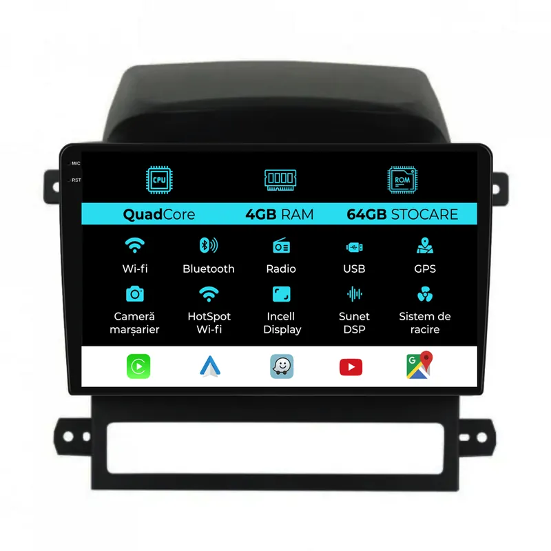 Navigatie Dedicata Chevrolet Captiva (2006-2011),QuadCore, 9Inch, 4Gb Ram, 64Gb Stocare, Carplay Nu rata