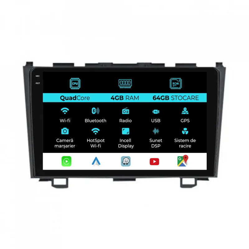 Navigatie Dedicata Honda CR-V (2006-2012),QuadCore, 9Inch, 4Gb Ram, 64Gb Stocare, Carplay Super ofertă
