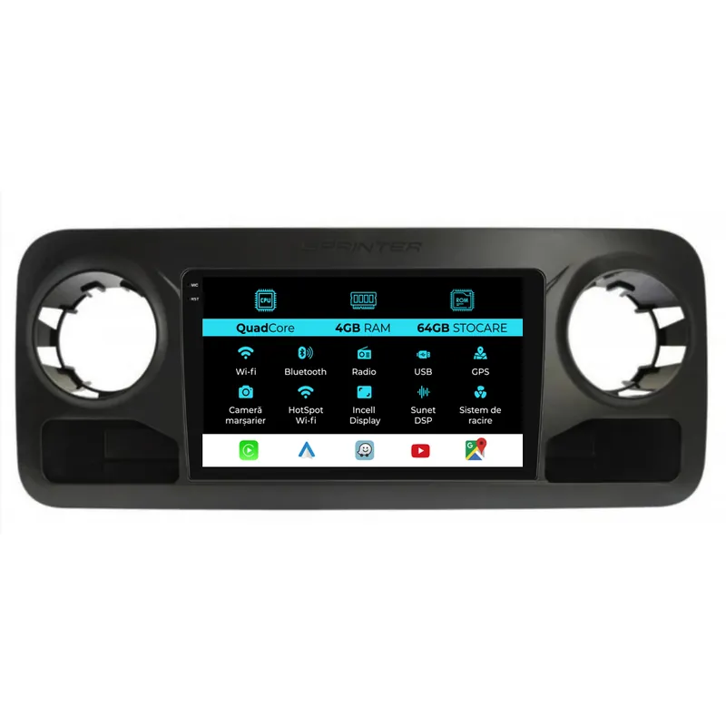 Cel mai bun preț Navigatie Dedicata Mercedes Benz Sprinter (2018-2023),QuadCore, 9Inch, 4Gb Ram, 64Gb Stocare, Carplay