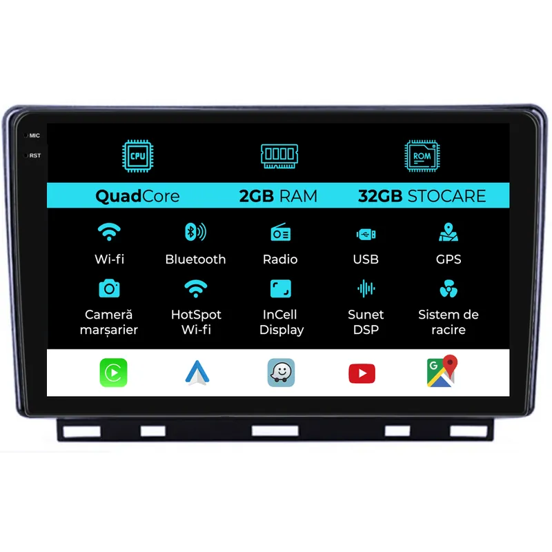 Retur ușor Navigatie Dedicata Renault Clio 5 (2019-2024), 9Inch, 2Gb Ram, 32Gb Stocare, Carplay