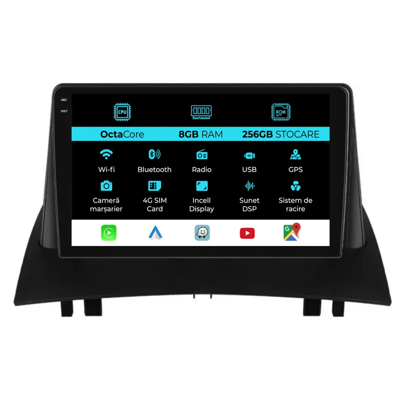 Navigatie Dedicata Renault Megane 2 (2002-2009), 9 Inch, 8Gb Ram, 256Gb stocare, Carplay Cumpărături sigure