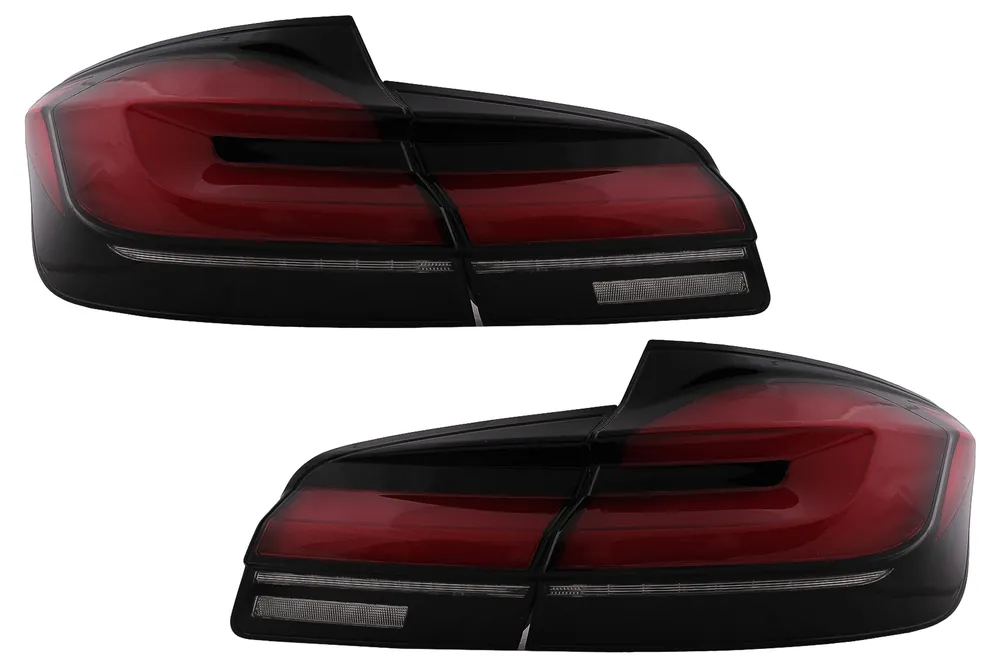 Livrare gratuită Stopuri LED compatibil cu BMW Seria 5 F10 (2011-2017) Rosu Negru cu Semnal Dinamic LCI G30 Design