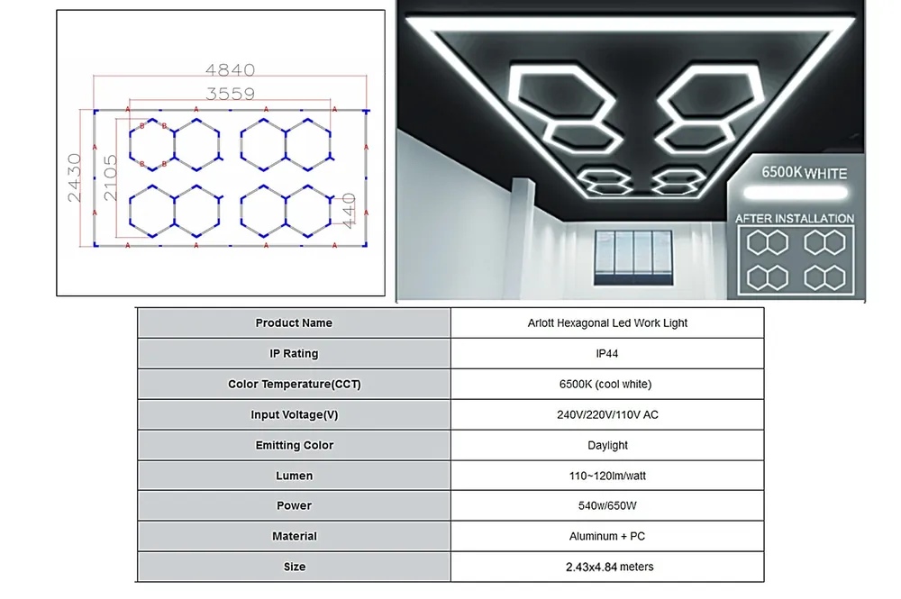 Cel mai vândut Sistem de Iluminare Plafon Hexagon / HoneyComb 3.56 x 2.10 m