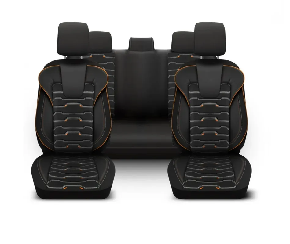Preț redus Set huse pentru scaune auto SPORTLINE Design fata-spate piele ecologica cu textil negru cu maro
