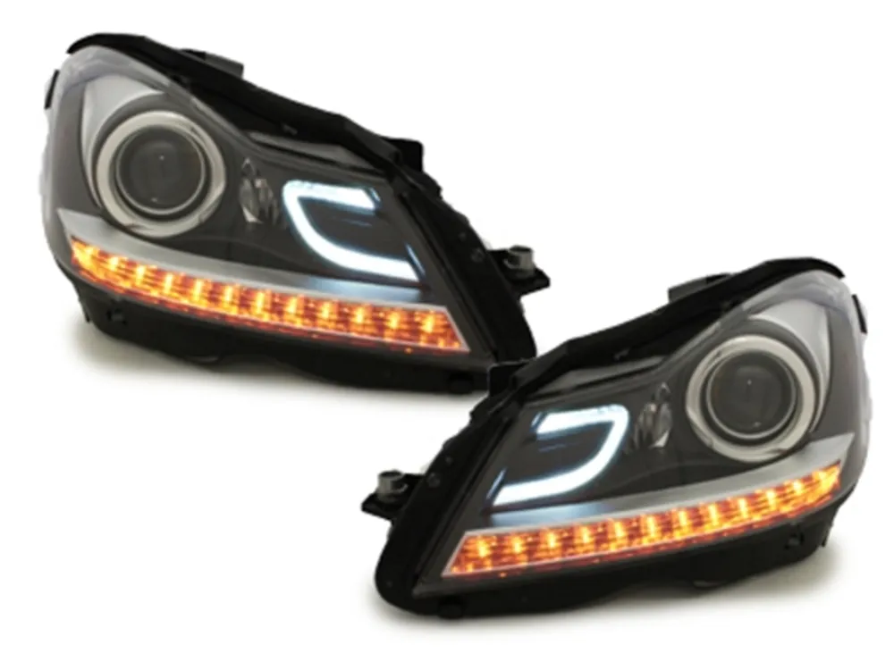 Ieftin Faruri LED DRL compatibil cu Mercedes C-Class W204 S204 C204 Facelift (2011-2014) Negru