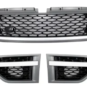 Ansamblu Grila Centrala si Grile Laterale compatibil cu Land Range Sport Facelift L320 (2010-2013) Autobiography Look Platinum Black Edition Calitate înaltă