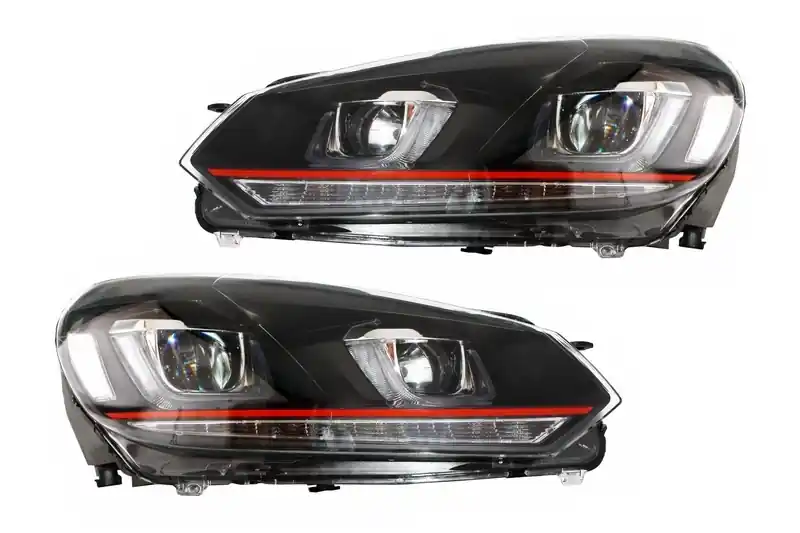 Premium RHD Faruri LED compatibil cu VW Golf 6 VI (2008-2013) Golf 7 U Design Rosu GTI Semnal Dinamic
