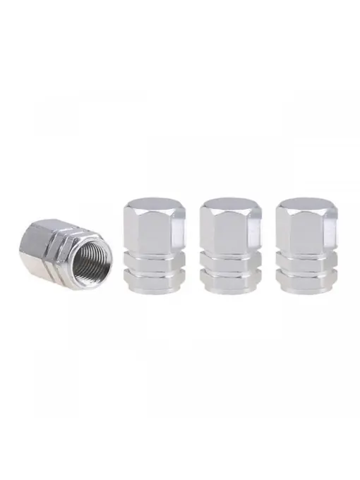 Livrare rapidă Set capacele auto pentru ventil hexagon argintiu 4 buc