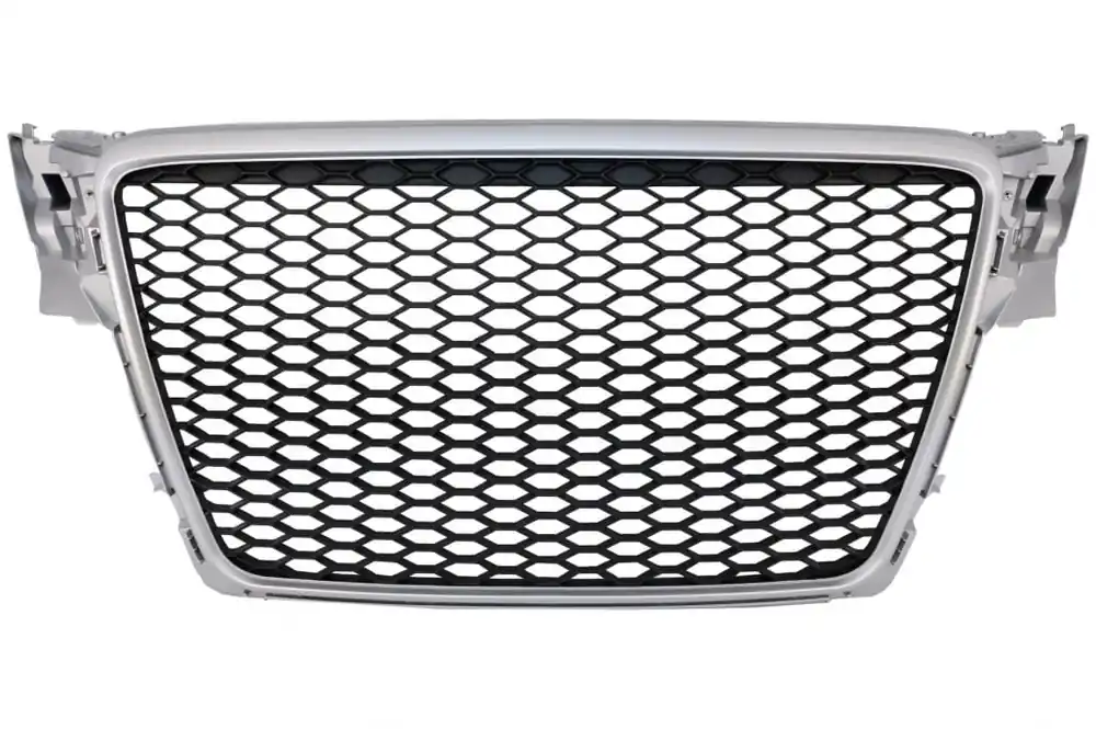 Grila radiator Fara Emblema compatibil cu AUDI A4 B8 (2007-2012) Limousine Avant RS Design Argintiu Reducere de preț