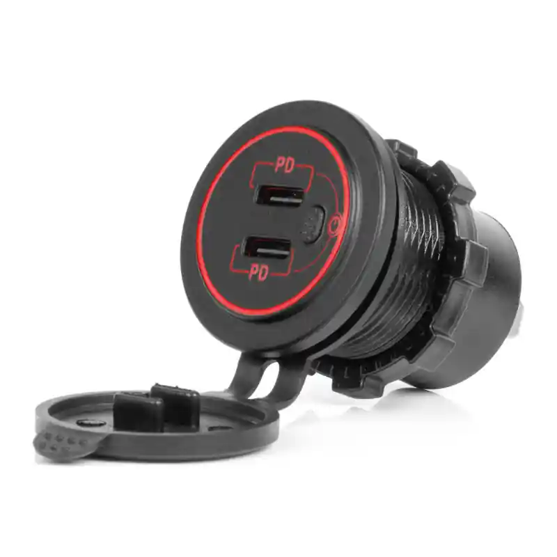 Mai ieftin Incarcator Auto Incastrabil 12/24V, 2x USB-C, LED Rosu, Impermeabil, cu Intrerupator