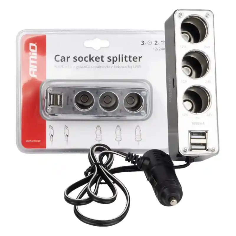 Livrare gratuită Prelungitor Priza Bricheta Auto SOC3, 3 Prize + 1 USB
