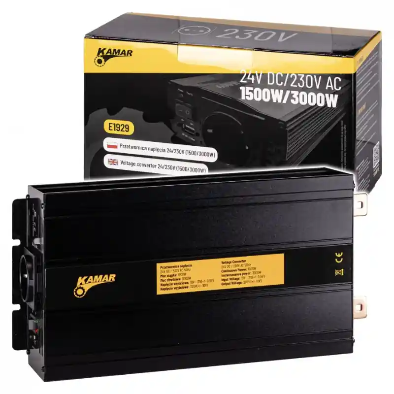 Convertor Tensiune Auto, Invertor 24V DC la 230V AC, Putere 1500W-3000W, Unda Modificata, Priza Schuko, USB Ieftin