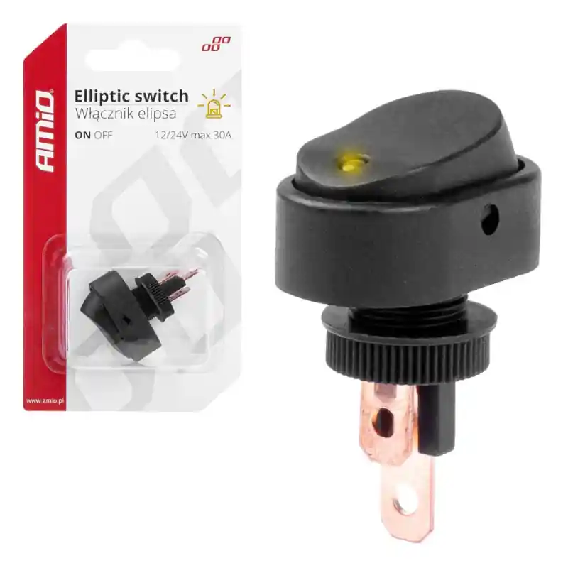 Discount Intrerupator Auto Eliptic 12/24V max 30A, ON/OFF, cu Lumina Galbena