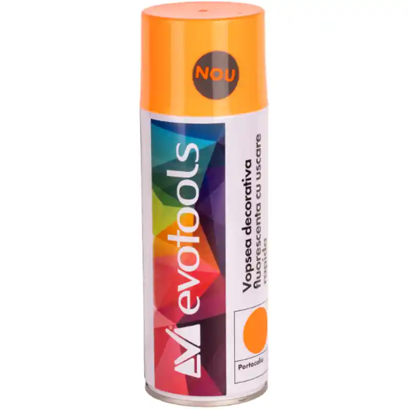 Ofertă specială Spray vopsea fluorescenta acrilica portocalie, 400 ml, pulverizare decorativa suprafete multiple